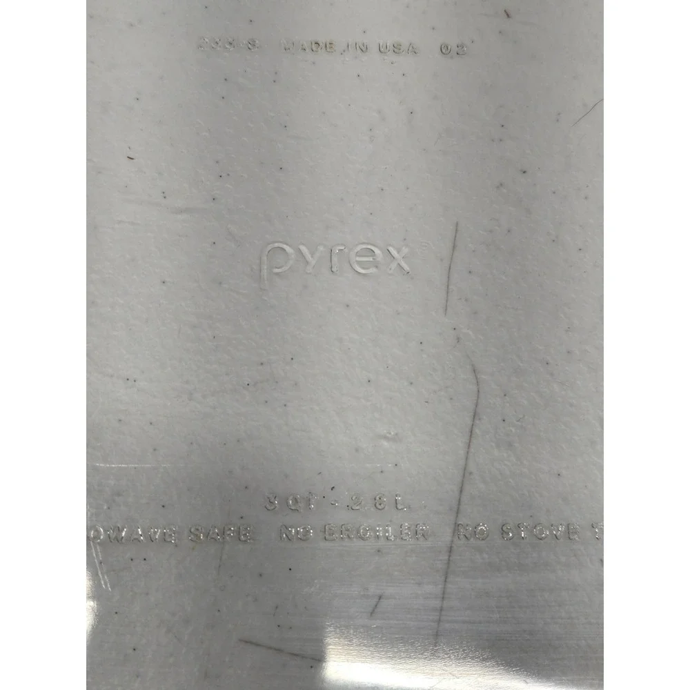 Pyrex 233-S Clear Glass Rectangular Baking Dish 3 Quart 2.8L‎ Casserole Pan USA